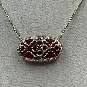 Kendra Scott Elisa Pendant Necklace Gold/Maroon. Slider chain. dust bag incl